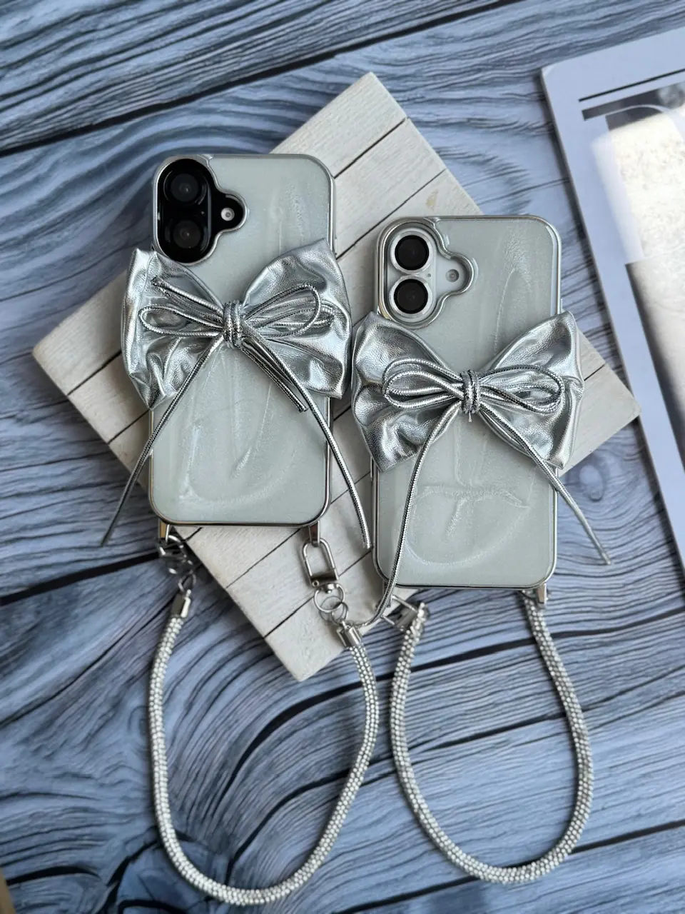 قاب پاپیون نقره ای با بند ژلاتینی (کدC2003) - تصویر 3