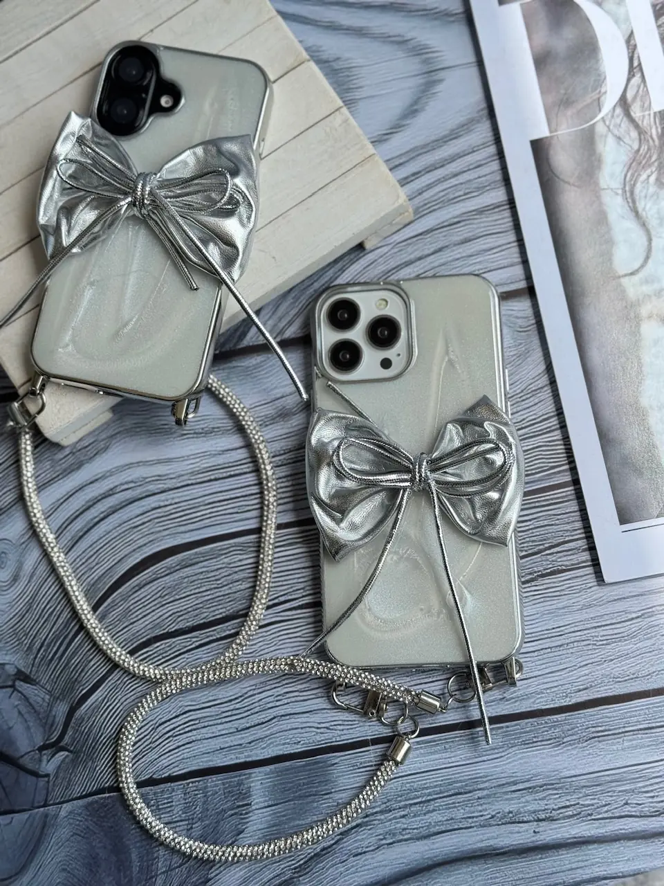 قاب پاپیون نقره ای با بند ژلاتینی (کدC2003) - تصویر 2