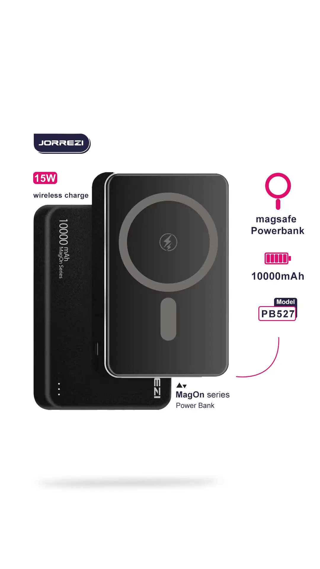 پاور بانک 10 هزار MagOn Series برند JORREZI  (کدB9016)